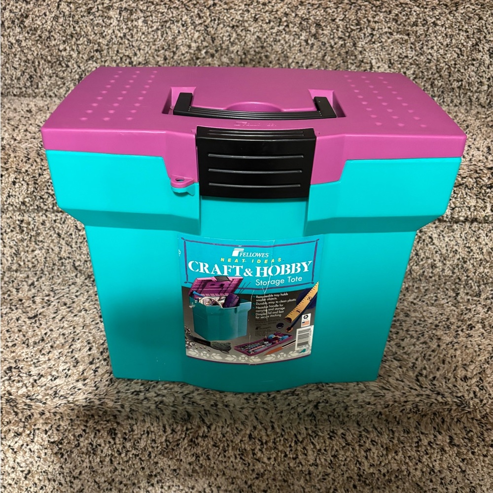 Teal and Purple Craft Storage Box